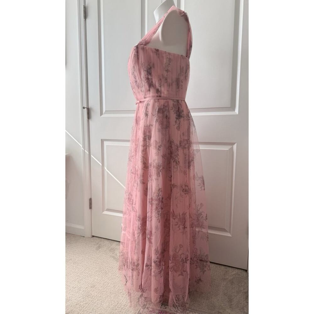 Marchesa Notte Blush Pink Floral Tulle Formal Gown Maxi Dress Women’s Size 18 - Picture 4 of 12
